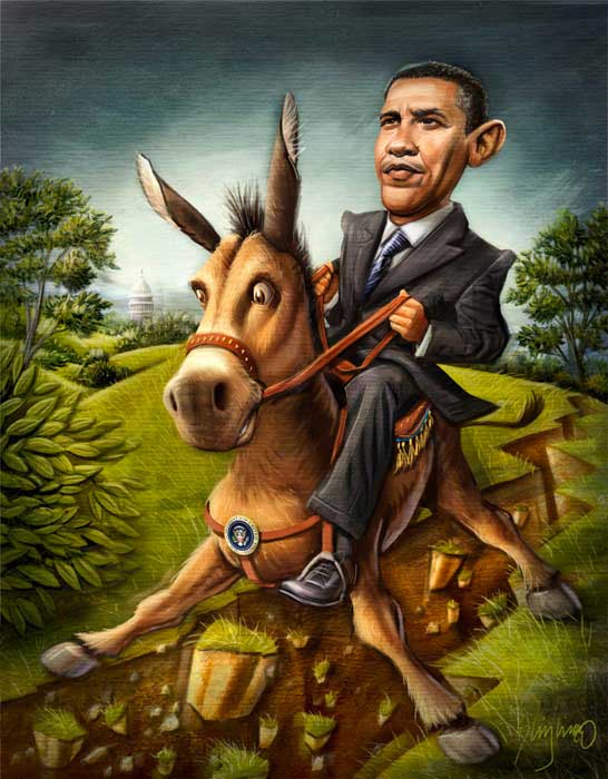 obama riding a donkey